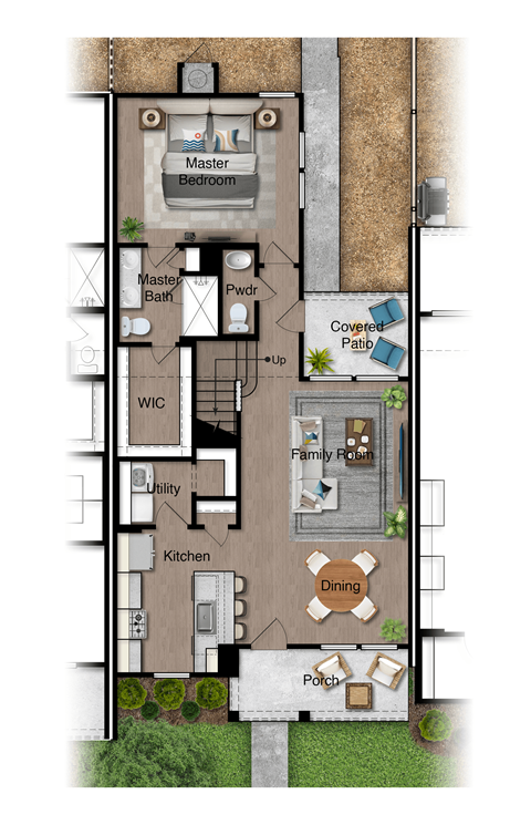 Floor plan for 3 beds, 2.5 baths, 1493 sqft